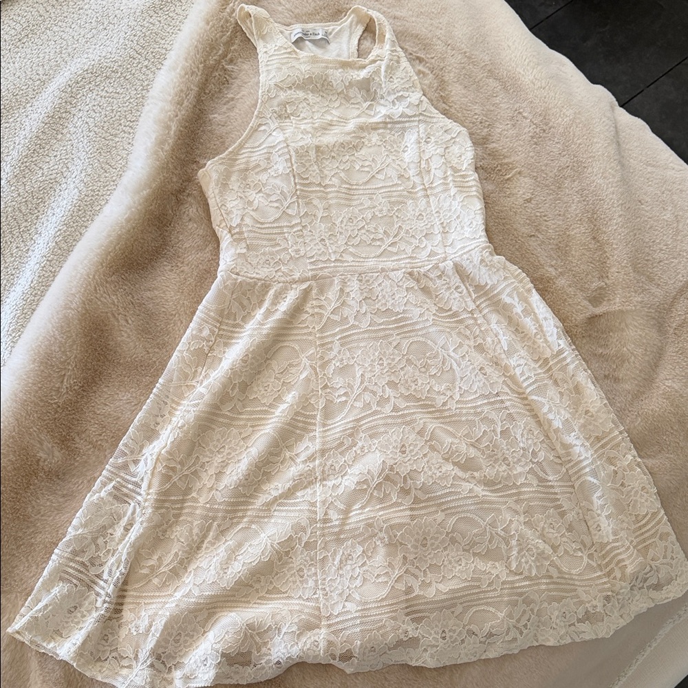 Abercrombie & Fitch Cream Lace Halter Skater Dress